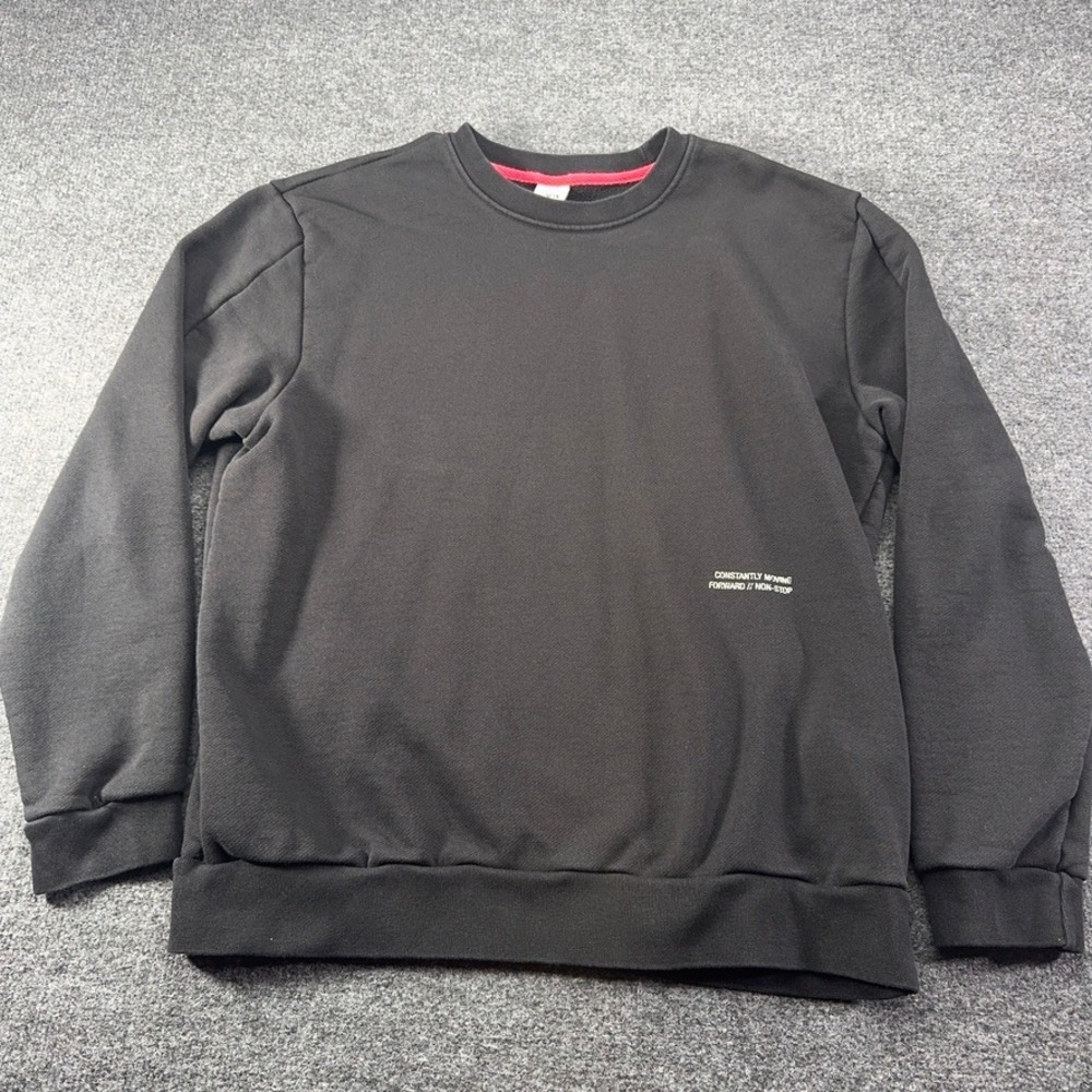Zara Man Black Graphic Crewneck Sweatshirt Sleeve Zipper Detail Large